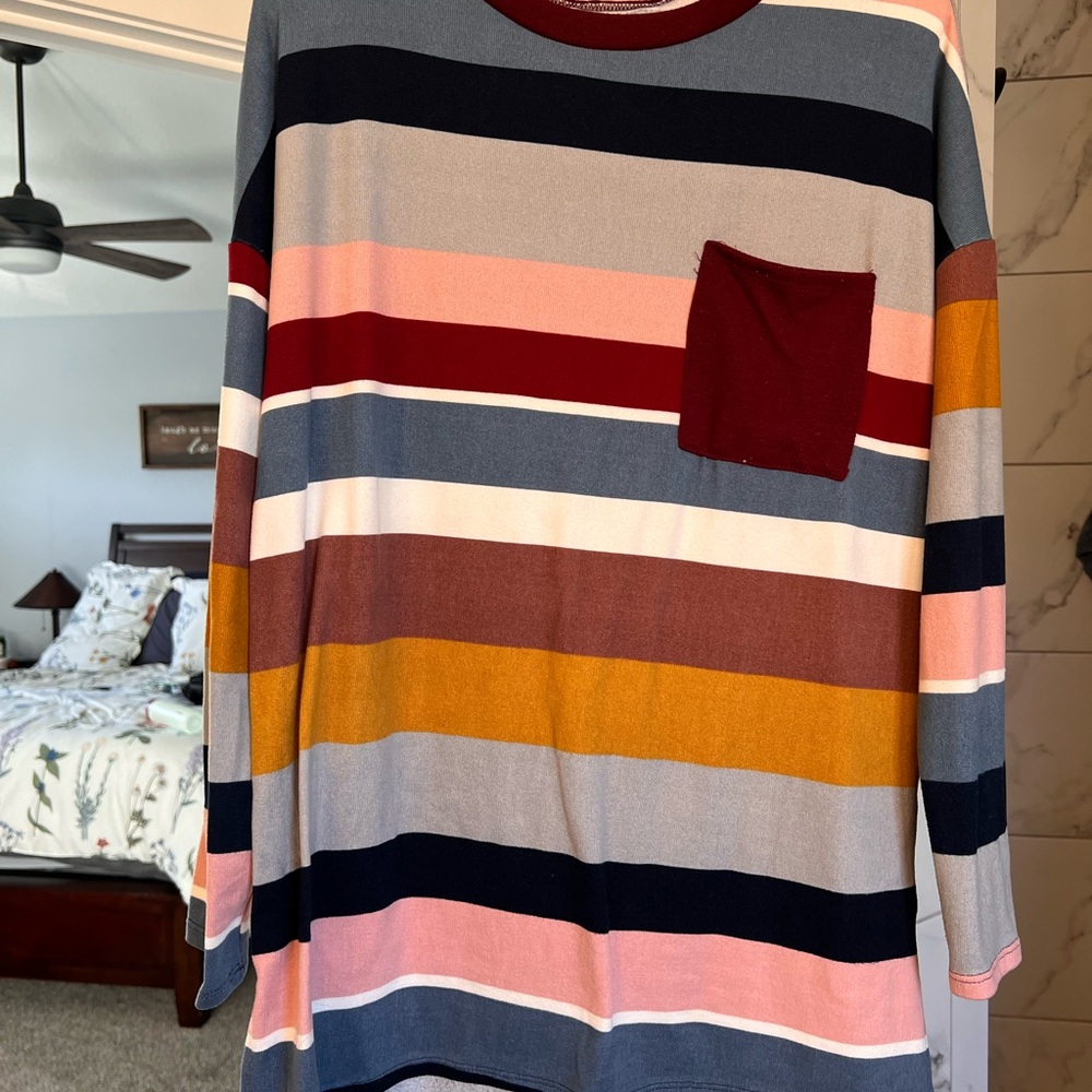 Multicolor Striped Sweater with Pocket